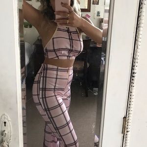 Pink plaid matching set!!!